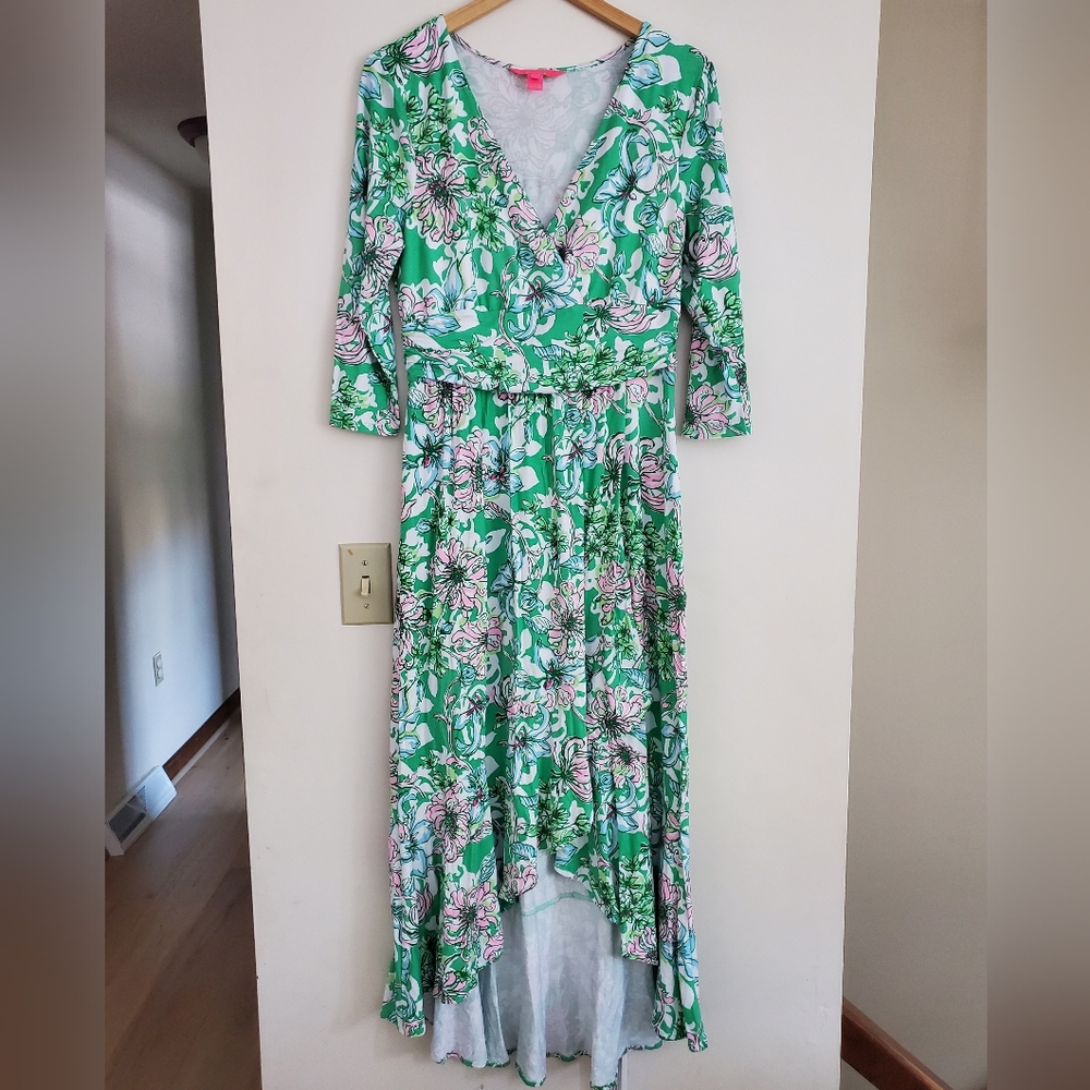 Floral Green and Pink Women's Dress